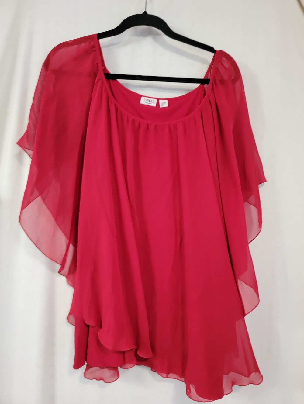 Cato Women's Red Layered Chiffon Top Plus Size